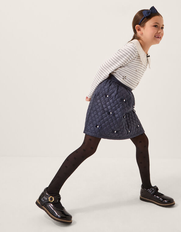 Bow Quilted Skirt, Blue (NAVY), large