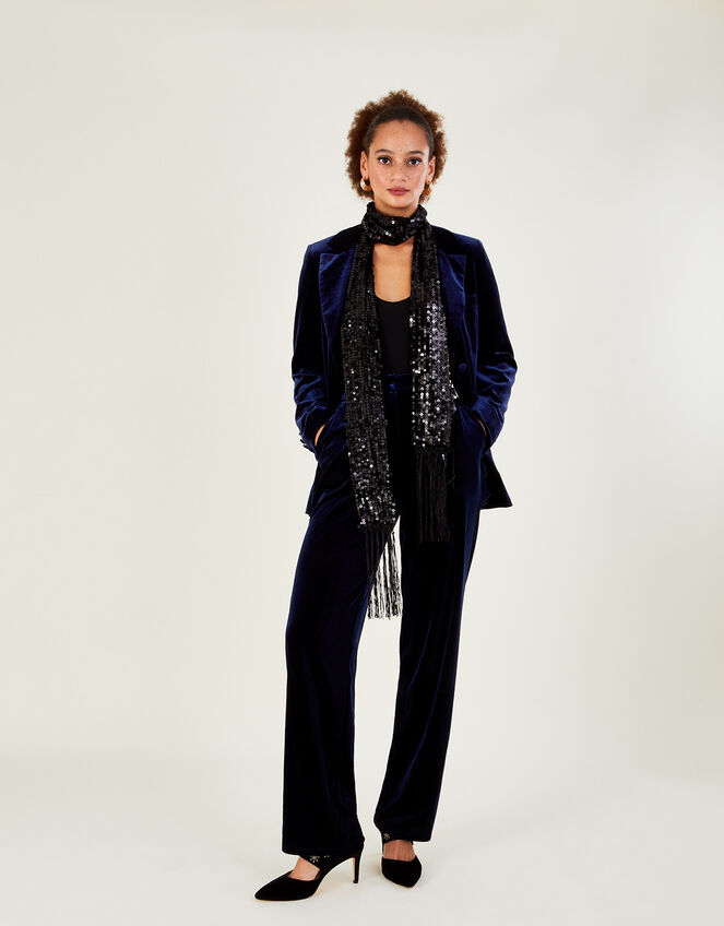 Jeanne Velvet Jacket with Recycled Polyester, Blue (MIDNIGHT), large