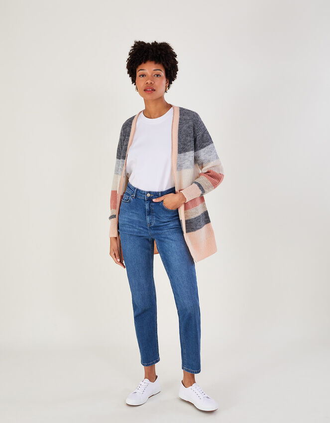 Stripe Cardigan with Recycled Polyester, Multi (MULTI), large
