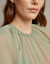 Mona Angel Sleeve Maxi Dress, Green (SAGE), large