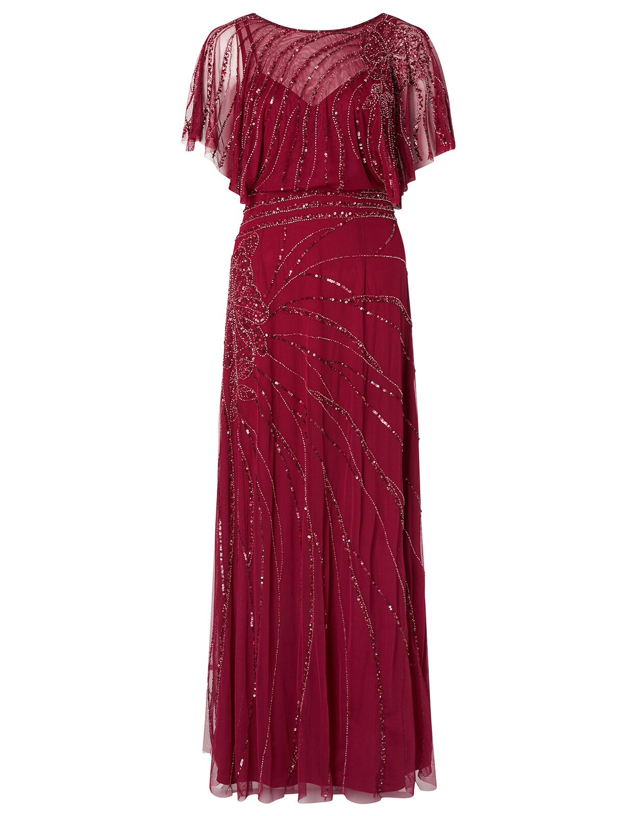 Florence Embellished Flutter Sleeve Maxi Dress Red Evening Dresses Monsoon Global