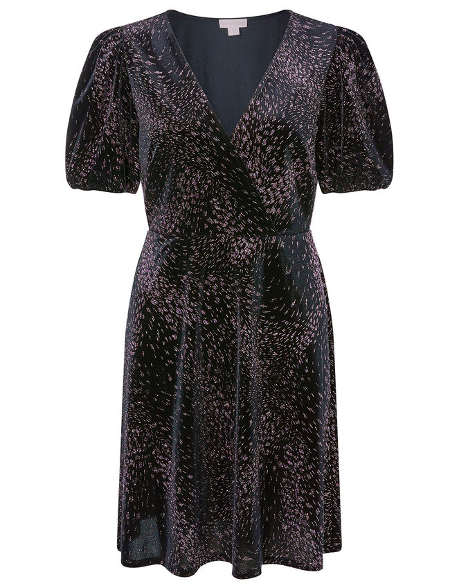 Georgie Glitter Stretch Velvet Dress, Black (BLACK), large