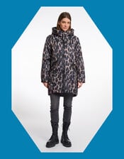 Rino & Pelle Lune Leopard Print Padded Coat, Leopard (LEOPARD), large