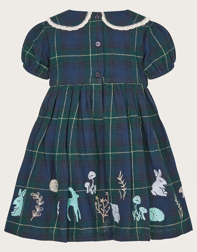 Baby Embroidered Tartan Dress, Blue (NAVY), large