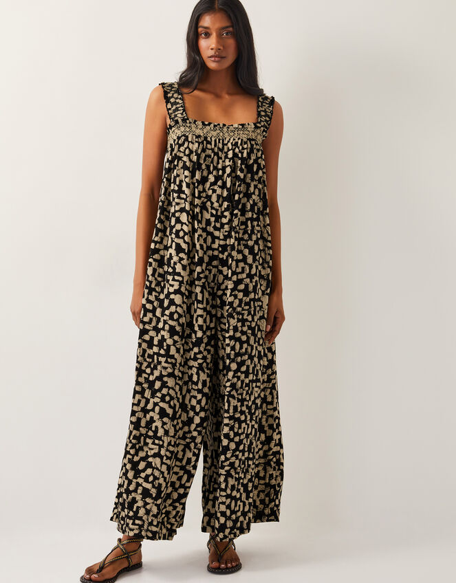 Ania Geometric Print Jumpsuit, Black (BLACK), large
