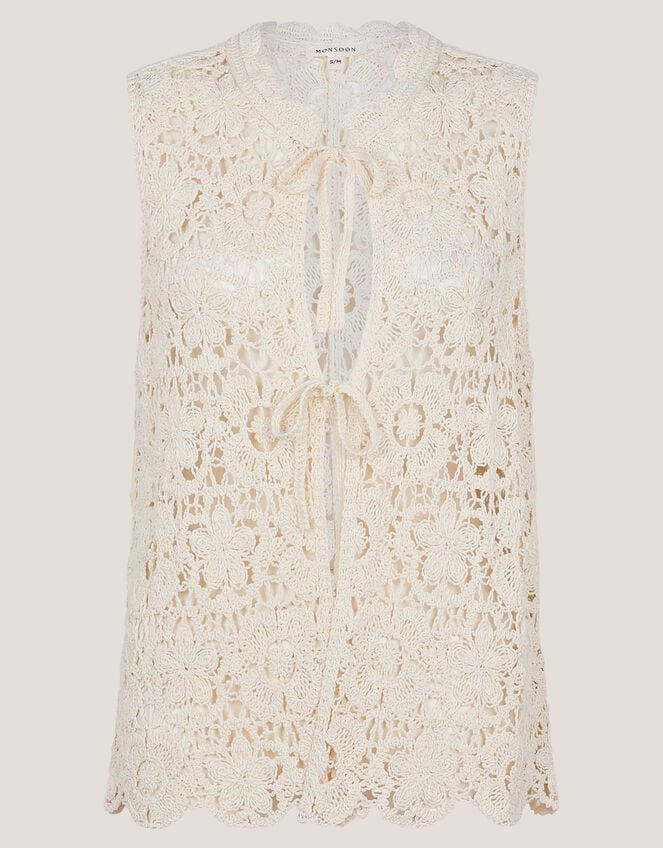 Ren Crochet Waistcoat, Ivory (IVORY), large