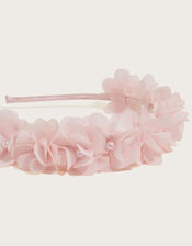 Pearl Pom-Pom Flower Headband, , large