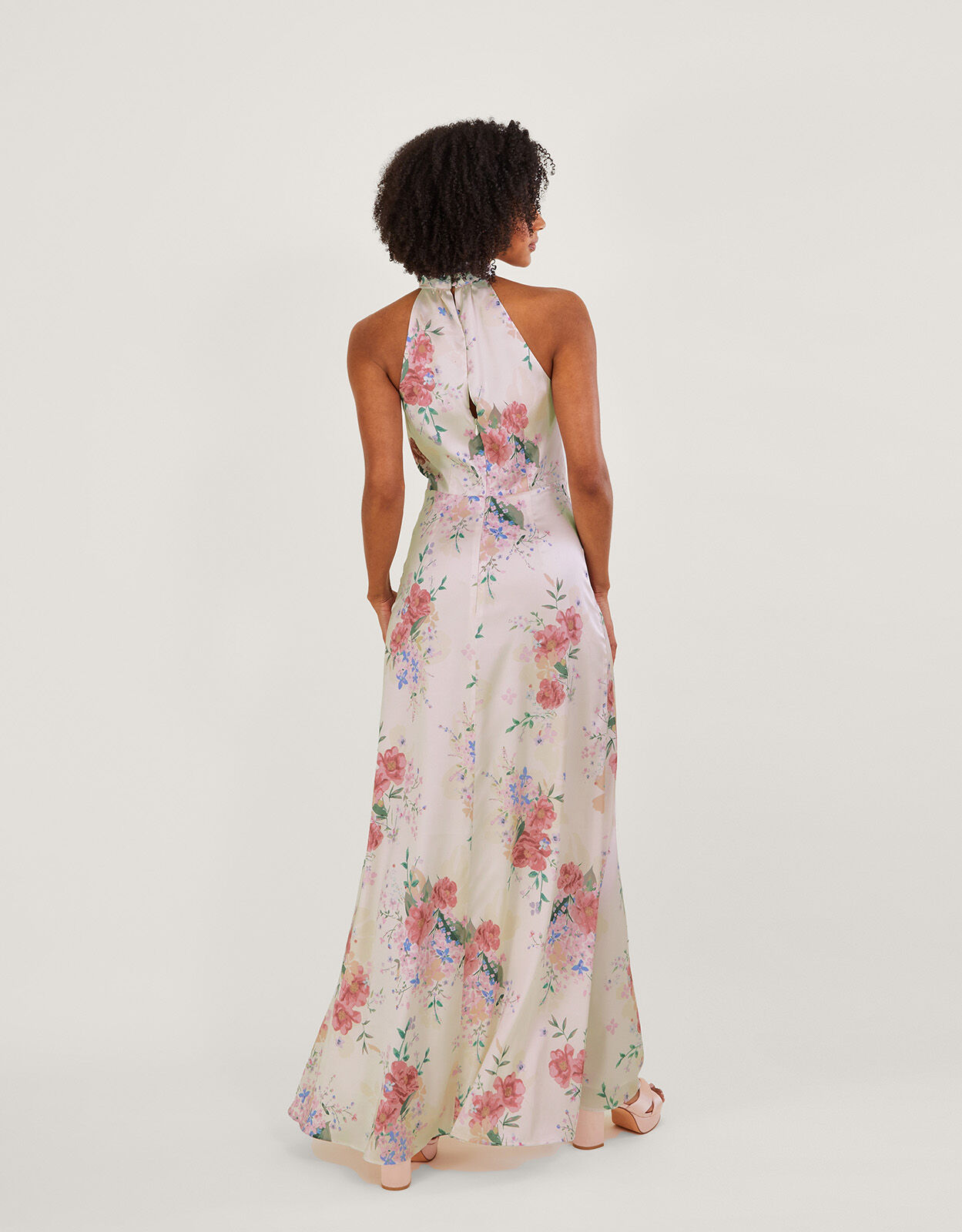 Palmer Floral Satin Maxi Dress Ivory Evening Dresses Monsoon Global