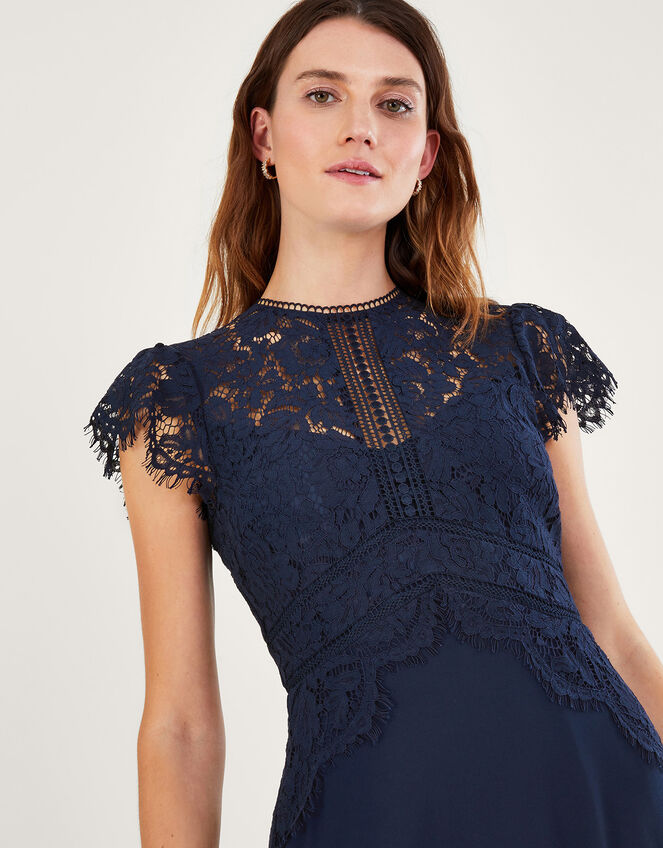 Louise Lace Shorter Length Dress, Blue (NAVY), large