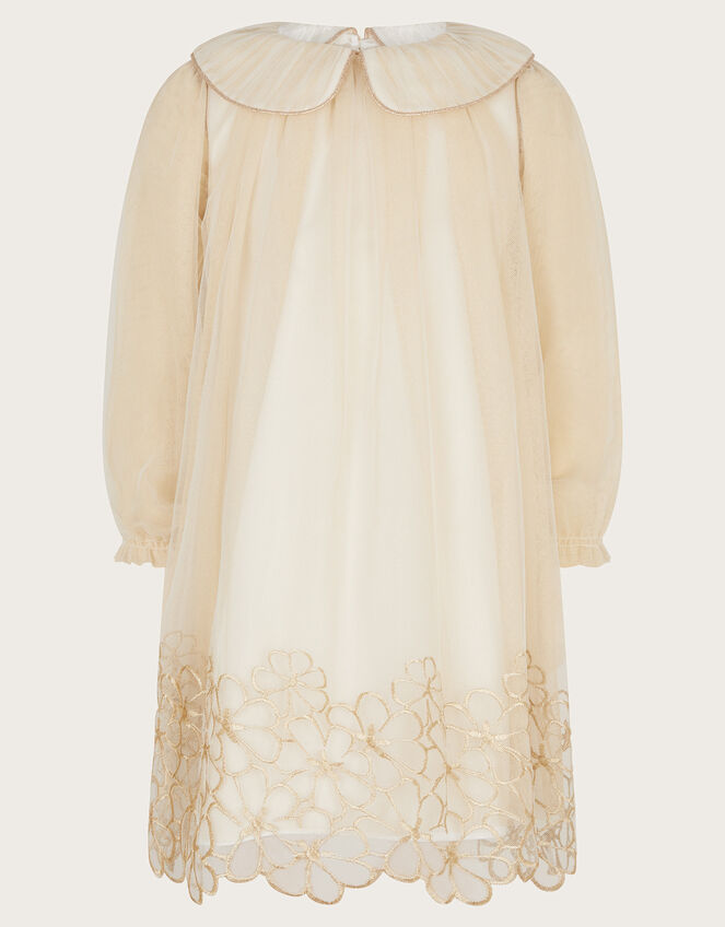 Vanessa Floral Collar Swing Dress, Gold (GOLD), large
