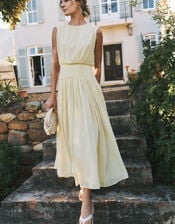 Georgia Drop Hem Midi Dress, Yellow (YELLOW), large