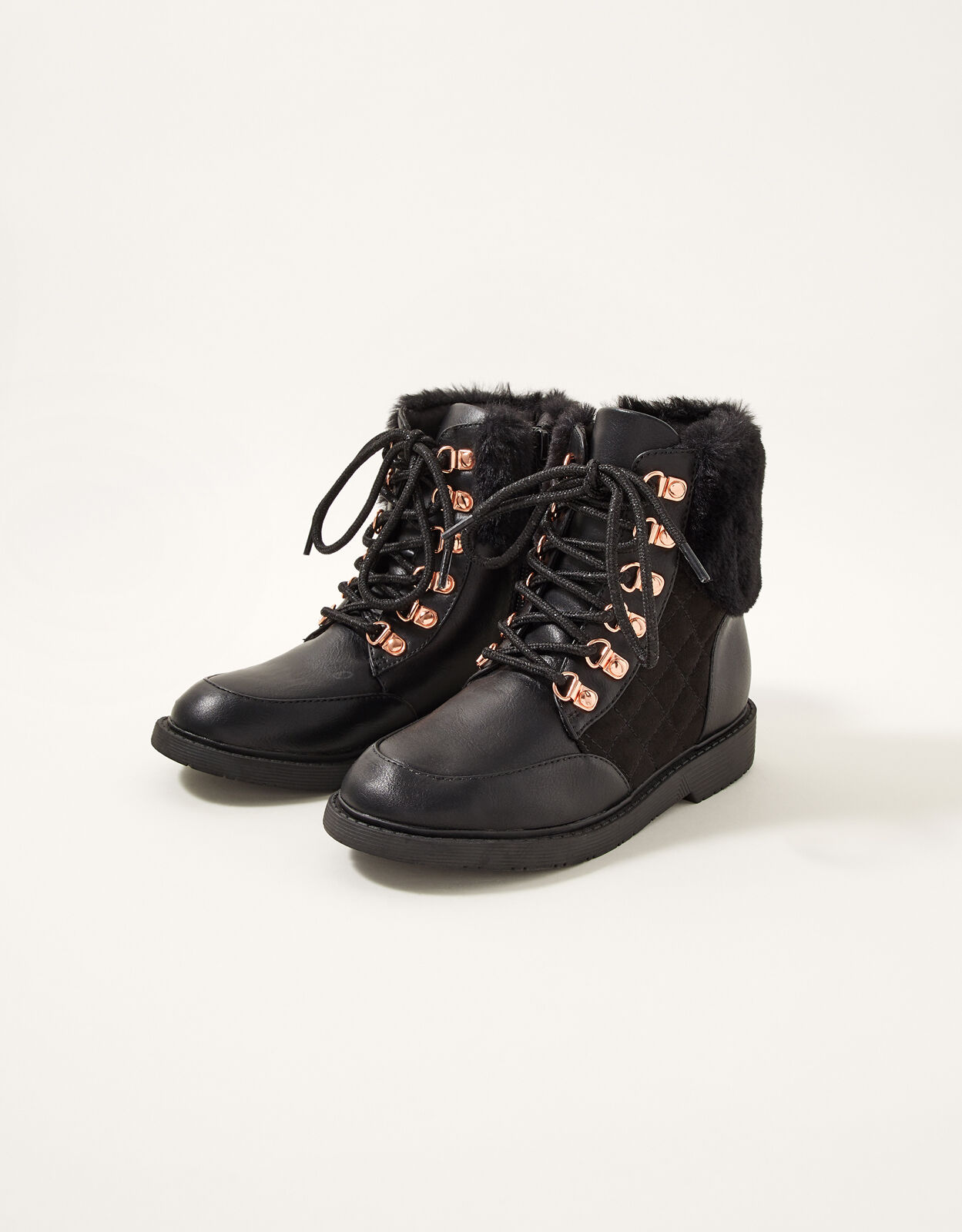 fur trim combat boots