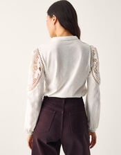 Layla Lace Jersey Top, Ivory (IVORY), large