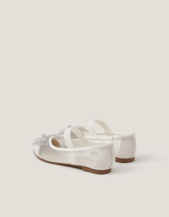 Butterfly Mesh Ballet Flats, Ivory (IVORY), large