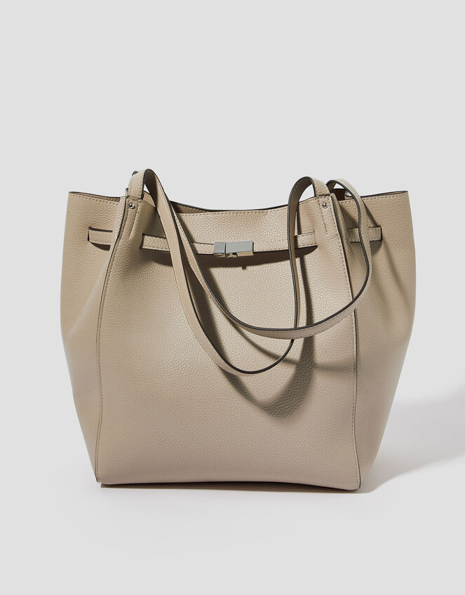 Kate Faux Leather Tote Bag, Grey (GREY), large