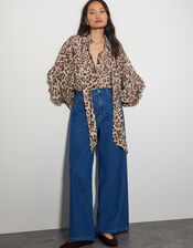 Allegra Leopard Print Top, Brown (BROWN), large