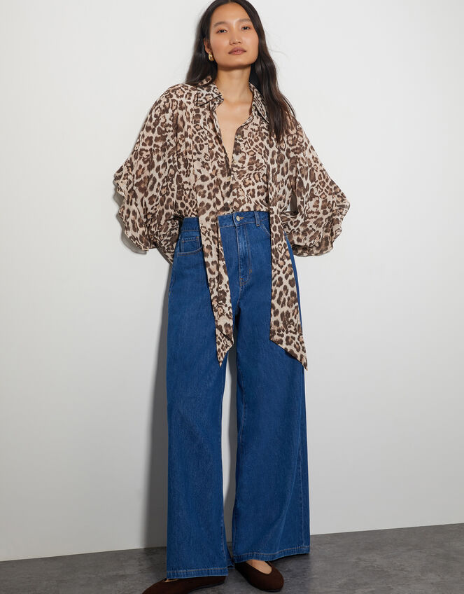 Allegra Leopard Print Top, Brown (BROWN), large
