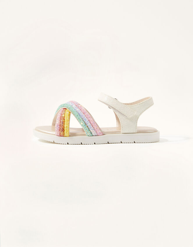 Cross Strap Glitter Rainbow Sandals , Multi (MULTI), large