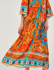 Palm Print Dress in LENZING™ ECOVERO™, Orange (ORANGE), large