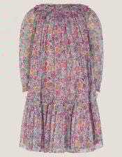 Scallop Collar Floral Print Dress, Pink (PINK), large