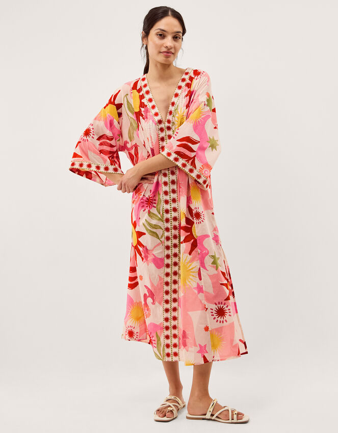 Anissa Sun Print Midi Kaftan, Ivory (IVORY), large