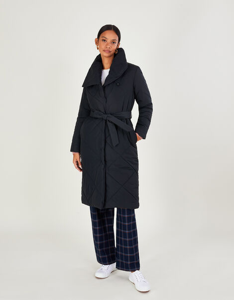 Piper Padded Shawl Collar Coat in Recycled Polyester Blue, Blue (MIDNIGHT), large