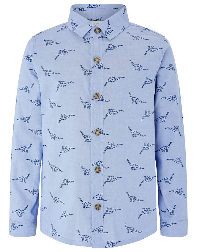 Dinosaur Long Sleeve Shirt, Blue (BLUE), large