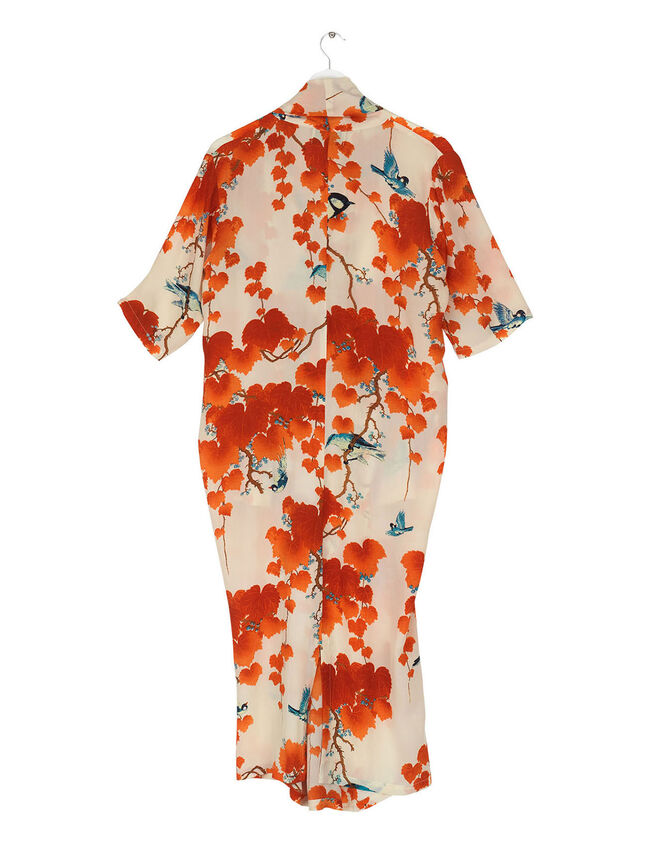 One Hundred Stars Acer Print Dress, Orange (ORANGE), large