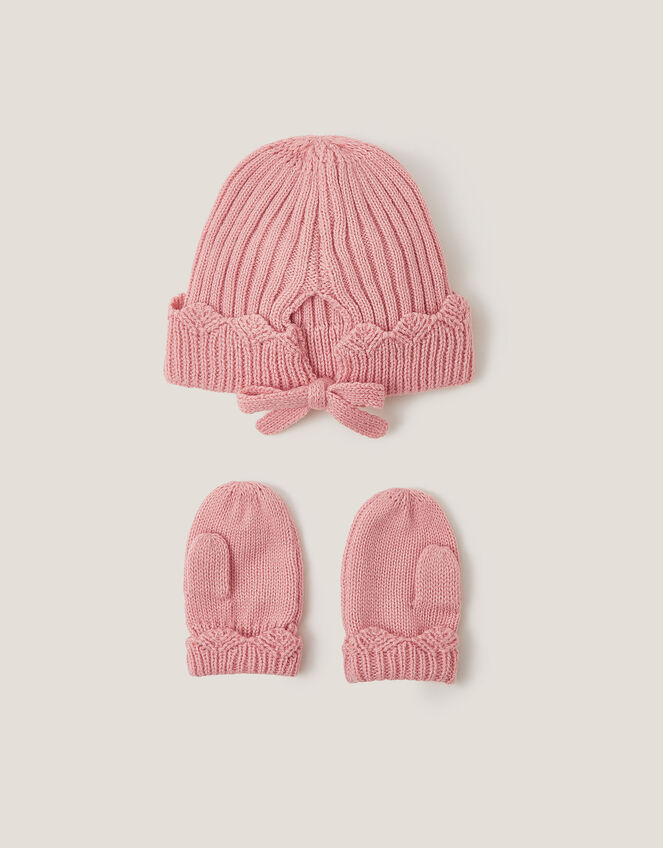Baby Bonnet & Mitten Set, Pink (PINK), large