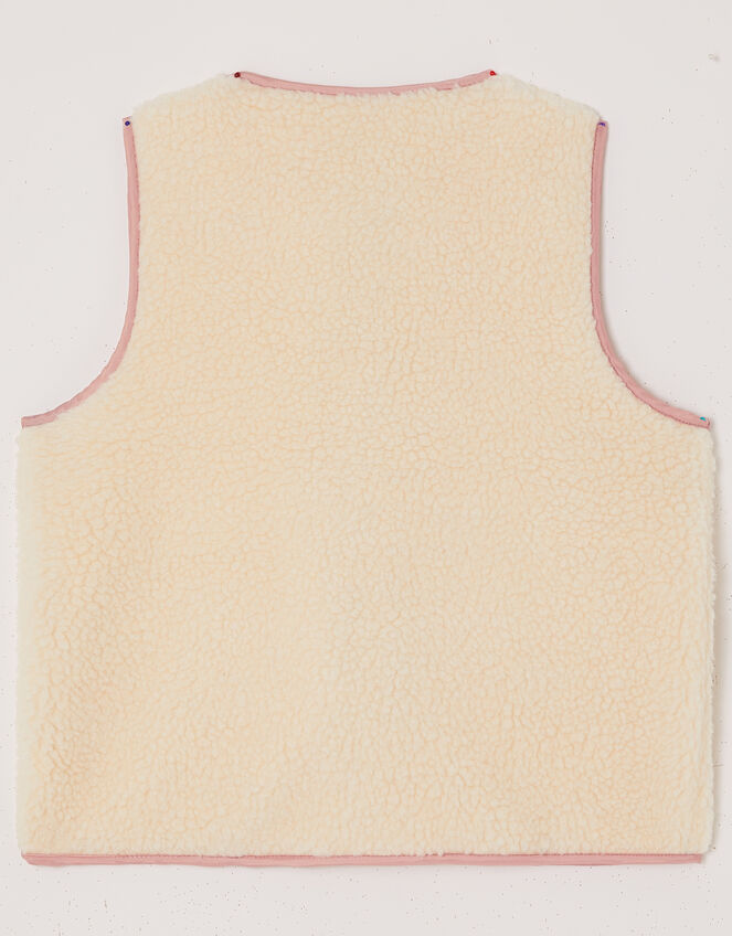 Butterfly Embroidered Borg Gilet, Ivory (IVORY), large