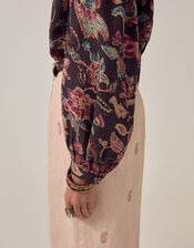 Maison Hotel Luna Paisley Print Blouse, Black (BLACK), large