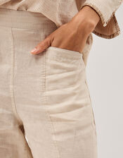 Lucy Short Straight Leg Linen Pants, Natural (NATURAL), large