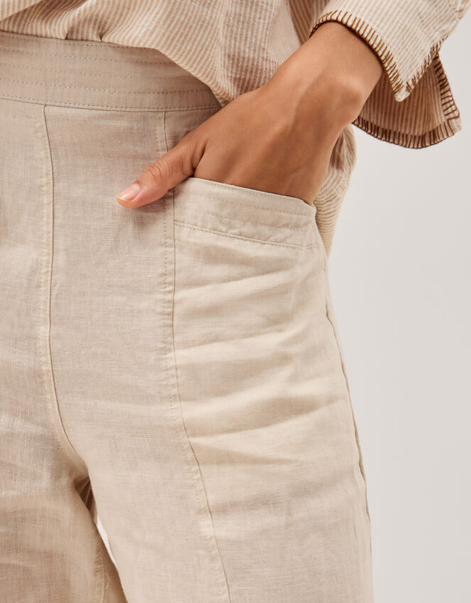 Lucy Short Straight Leg Linen Pants, Natural (NATURAL), large