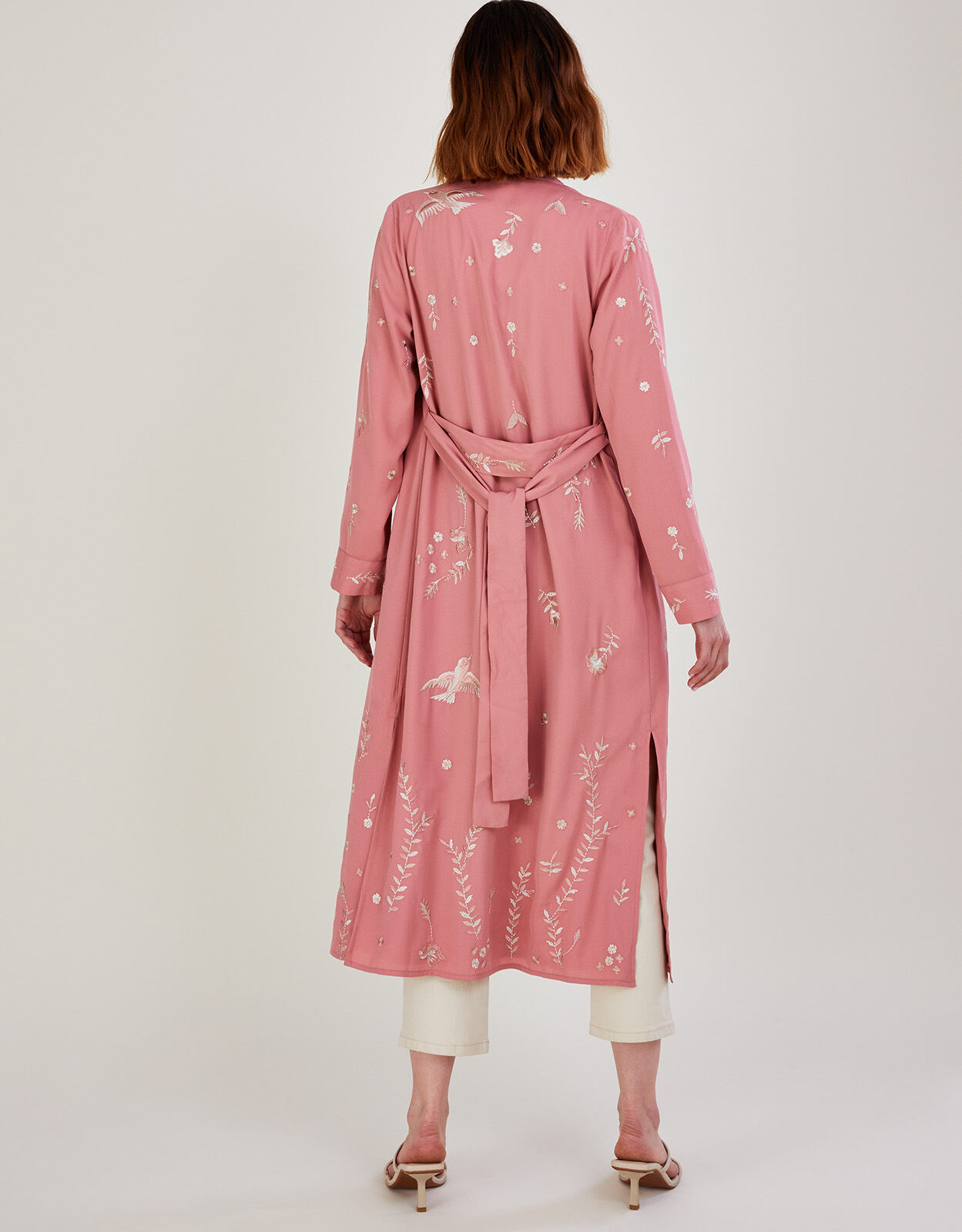 Florence Embroidered Bird Kimono Pink