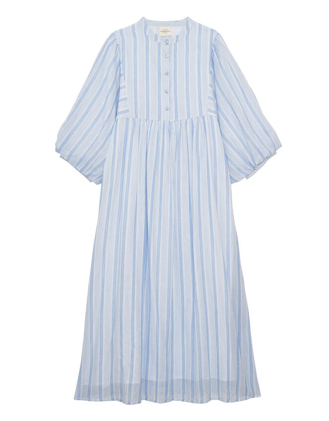 Petite Mendigote Rigo Stripe Shirt Midi Dress, Blue (BLUE), large