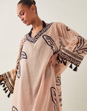 Pam Palm Print Beach Cover-Up Dress, , large