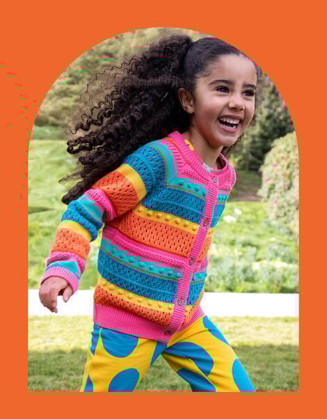 Frugi Rowe Rainbow Cardigan, Multi (MULTI), large