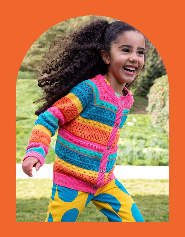 Frugi Rowe Rainbow Cardigan, Multi (MULTI), large