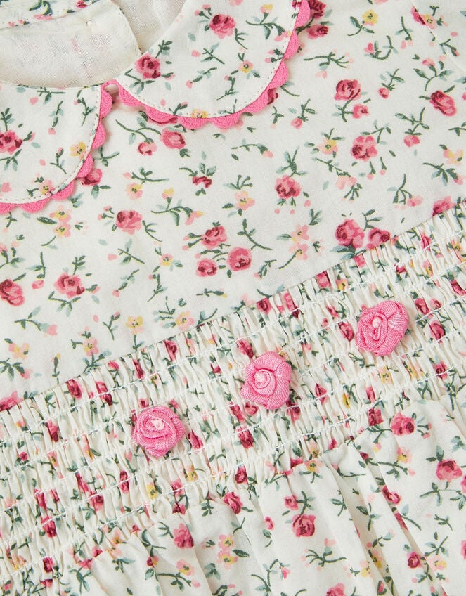 Baby Rose Smocked Romper, Ivory (IVORY), large