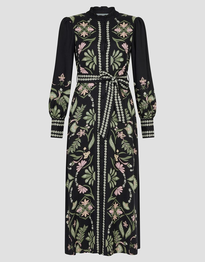 Sabrina Floral Print Maxi Dress, Black (BLACK), large