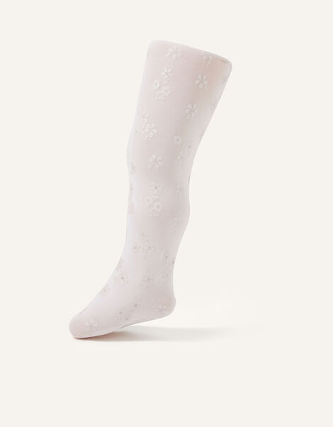 Baby Flower Perlato Print Tights, Pink (PINK), large