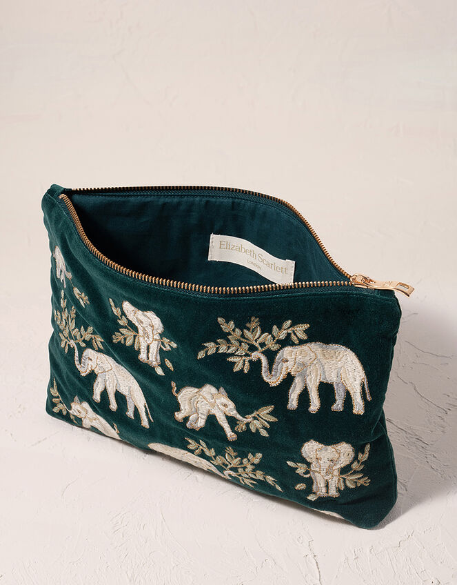 Elizabeth Scarlett Elephant Herd Velvet Pouch, , large