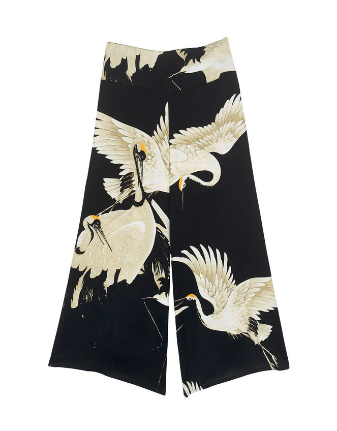 One Hundred Stars Stork Print Trousers, Black (BLACK), large