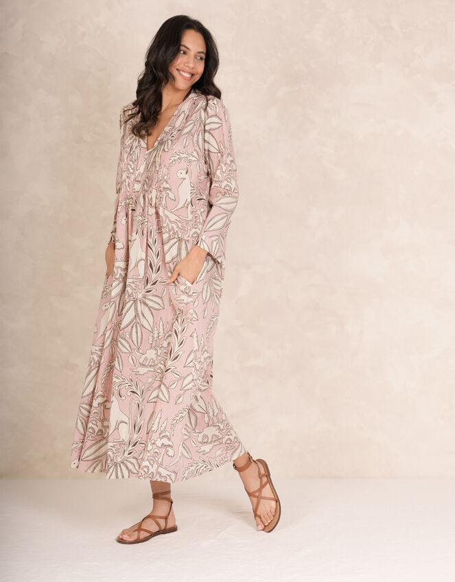 One Hundred Stars Sphinx Pintuck Maxi Dress, Pink (PALE PINK), large