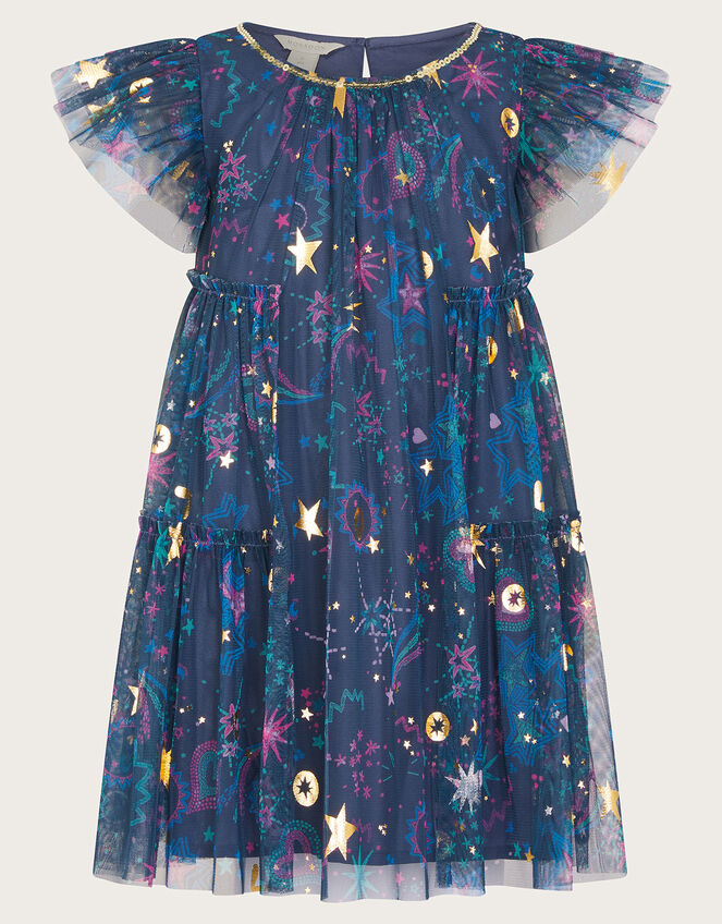 Celestial Print Dress, Blue (BLUE), large