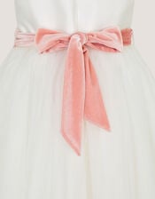 Velvet Bow Bridesmaid Dress, Ivory (IVORY), large