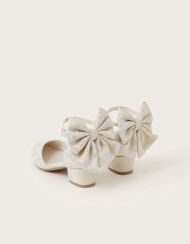 Bow Back Jacquard Two-Part Heels, Gold (GOLD), large