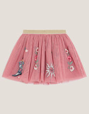 Cowboy Embroidered Tutu Skirt, Pink (PINK), large