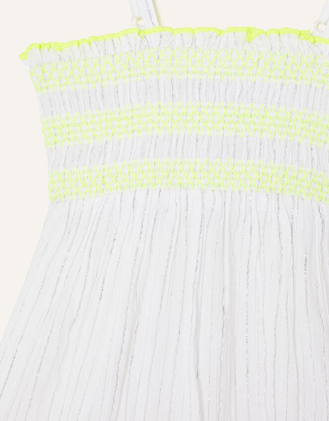 Dobby Shirred Beach Dress, Ivory (IVORY), large