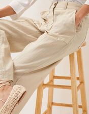 Jolie Short Linen Wide Leg Trousers, Natural (NATURAL), large